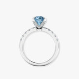 "Elvaris" Blue Sapphire 0.4 Carat Round Cut Lab Grown Diamond Shoulder Engagement Ring HM1259