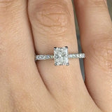 "Elyraea" 0.71 Carat Radiant Cut Natural Diamond Shoulder Engagement Ring HR1947
