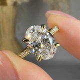 "Elyssia" 3.02 Carat Oval Cut Lab Grown Diamond Shoulder Engagement Ring HLR459