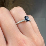 "Elystra" Oval Cut Blue Sapphire 0.77 Carat Diamond Shoulder Engagement Ring HR684 HEERA DIAMONDS