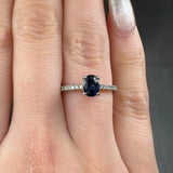 "Elystra" Oval Cut Blue Sapphire 0.77 Carat Diamond Shoulder Engagement Ring HR684 HEERA DIAMONDS