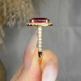 "Elyx" Ruby 4.34 Carat Cushion Cut Diamond Shoulder Engagement Ring HR1386 HEERA DIAMONDS