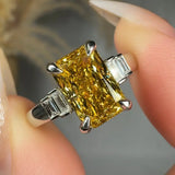 "Elyzith" Yellow 2.02 Carat Radiant Cut Trilogy Lab Grown Diamond Engagement Ring HLM513 HEERA DIAMONDS