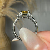 "Elyzith" Yellow 2.02 Carat Radiant Cut Trilogy Lab Grown Diamond Engagement Ring HLM513 HEERA DIAMONDS
