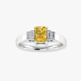 "Elyzith" Yellow 2.02 Carat Radiant Cut Trilogy Lab Grown Diamond Engagement Ring HLM513