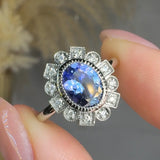 "Elzoria" Blue Sapphire 1.5 Carat Oval Cut Lab Grown Diamond Engagement Ring HR1950 HEERA DIAMONDS