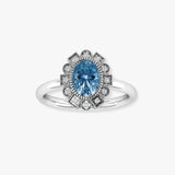 "Elzoria" Blue Sapphire 1.5 Carat Oval Cut Lab Grown Diamond Engagement Ring HR1950