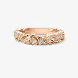 "Embry" Sparkling Leaf Foliage 0.10ct Diamond Eternity Ring ET71