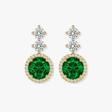Emerald 1.00 Carat Round Shape Halo Diamond Drop Earrings E1RBE