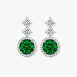 Emerald 1.00 Carat Round Shape Halo Diamond Drop Earrings E1RBE