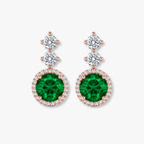 Emerald 1.00 Carat Round Shape Halo Diamond Drop Earrings E1RBE