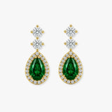 Emerald 1.30 Carat Pear Shape Halo Diamond Drop Earrings E1PSE