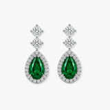 Emerald 1.30 Carat Pear Shape Halo Diamond Drop Earrings E1PSE