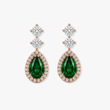 Emerald 1.30 Carat Pear Shape Halo Diamond Drop Earrings E1PSE