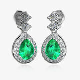 Emerald 1.30 Carat Pear Shape Halo Natural Diamond Drop Earrings E1PSE HEERA GOLD