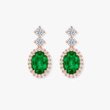 Emerald 1.40 Carat Oval Shape Halo Diamond Drop Earrings E1OCE