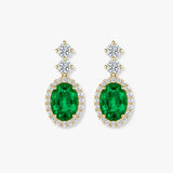 Emerald 1.40 Carat Oval Shape Halo Diamond Drop Earrings E1OCE