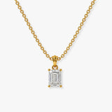 Emerald Cut Solitaire Diamond Pendant With 18 Inches Chain Necklace PEC4B