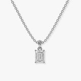 Emerald Cut Solitaire Diamond Pendant With 18 Inches Chain Necklace PEC4B
