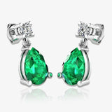 Emerald Gem Pear Shape Natural Diamond Drop Earrings EDPSE HEERA GOLD
