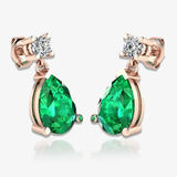 Emerald Gem Pear Shape Natural Diamond Drop Earrings EDPSE HEERA GOLD