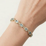 Emerald Shape 11 Carat Aquamarine Center Featuring Diamond Halo Bracelet BRHAEMA