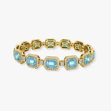 Emerald Shape 11 Carat Aquamarine Center Featuring Diamond Halo Bracelet BRHAEMA