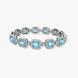 Emerald Shape 11 Carat Aquamarine Center Featuring Diamond Halo Bracelet BRHAEMA