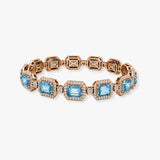 Emerald Shape 11 Carat Aquamarine Center Featuring Diamond Halo Bracelet BRHAEMA