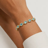 Emerald Shape 11 Carat Aquamarine Center Featuring Diamond Halo Bracelet BRHAEMA