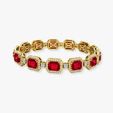 Emerald Shape 11 Carat Ruby Center Featuring Diamond Halo Bracelet BRHAEMR