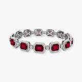 Emerald Shape 11 Carat Ruby Center Featuring Diamond Halo Bracelet BRHAEMR