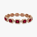 Emerald Shape 11 Carat Ruby Center Featuring Diamond Halo Bracelet BRHAEMR