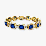 Emerald Shape 11 Carat Sapphire Center Featuring Diamond Halo Bracelet BRHAEMS
