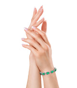 Emerald Shape 14 Carat Emerald Gem Center Featuring Diamond Halo Bracelet BRHAEME HEERA DIAMONDS