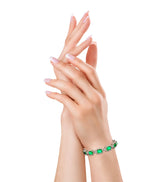 Emerald Shape 14 Carat Emerald Gem Center Featuring Diamond Halo Bracelet BRHAEME HEERA DIAMONDS
