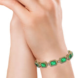 Emerald Shape 14 Carat Emerald Gem Center Featuring Diamond Halo Bracelet BRHAEME HEERA DIAMONDS