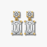 Emerald Shape Diamond Drop Earrings EDEMD