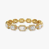 Emerald Shape Halo 11 Carat Diamond Bracelet BRHAEM