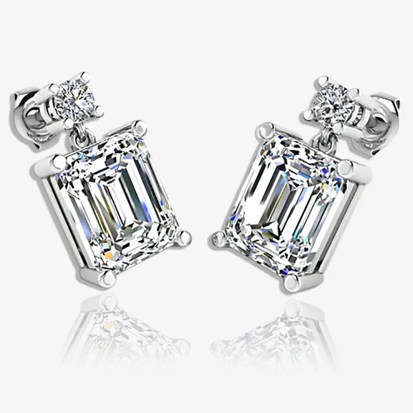 Emerald Shape Lab Grown Diamond Drop Earrings EDEMD HEERA GOLD