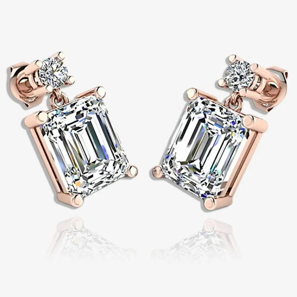 Emerald Shape Lab Grown Diamond Drop Earrings EDEMD HEERA GOLD