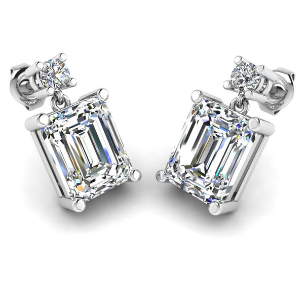 Emerald Shape Lab Grown Diamond Drop Earrings EDEMD - HEERA DIAMONDS