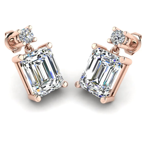 Emerald Shape Lab Grown Diamond Drop Earrings EDEMD - HEERA DIAMONDS