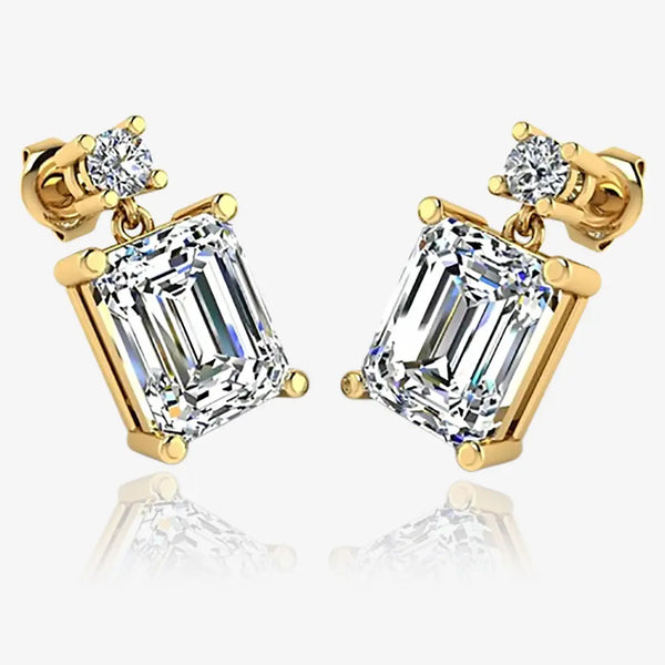 Emerald Shape Natural Diamond Drop Earrings EDEMD HEERA GOLD