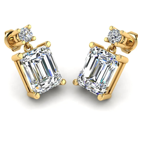 Emerald Shape Natural Diamond Drop Earrings EDEMD - HEERA DIAMONDS