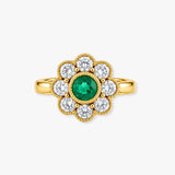 Emerald and Diamond Cluster Ring