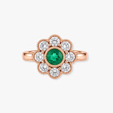 Emerald and Diamond Cluster Ring