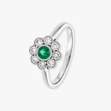 Emerald and Diamond Cluster Ring