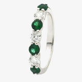 Emerald and Diamond Seven Stone Ring in Claw Setting HEERA DIAMONDS
