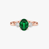 Emerald and Diamond Three Stone Ring